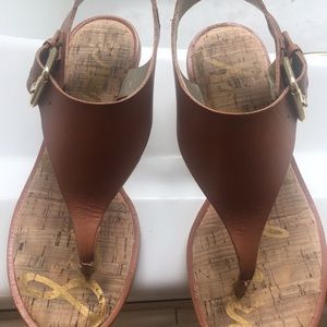Sam Edelman brown sandals w gold heel
